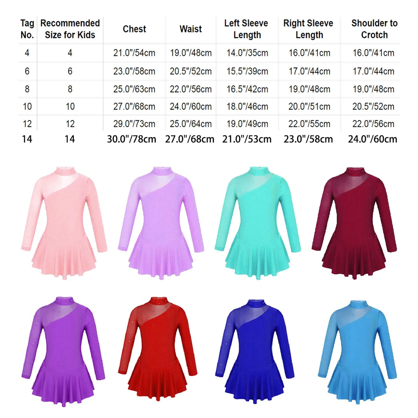 Kids Rhinestone Ballet Tutu Dress Gymnastics Leotards for Girls Ballet Mesh Figure Ice Skating Dress Stage Lyrical Dance Costume