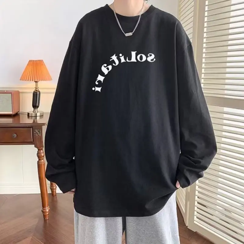 

2023 New Spring and Autumn Fashion Hong Kong Style Letter Printing Fashion Brand Round Neck Loose Relaxed Oversize Men's Sweater