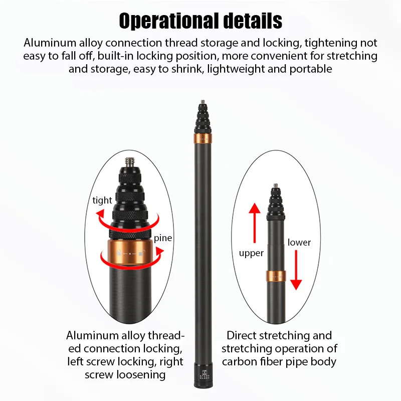 Carbon Fiber Invisible Extended Edition Selfie Stick 290CM for Insta360 X3 GO 3 Action 4 Accessories for GoPro