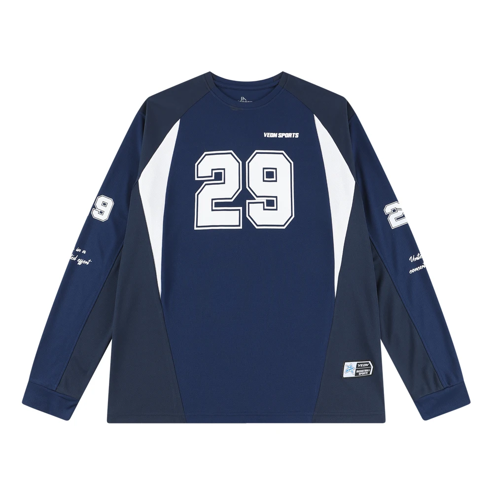 Veidoorn Number 29 Sport Tees for Men 100% Polyester Quick Dry Long Sleeve T Shirt Round Neck Football Jersey Men Sport Tees