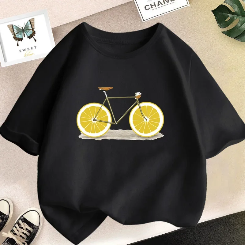 thumbnail image 1 of Camiseta de algodón para niños, linda camiseta con estampado de dibujos animados de frutas y limones, camiseta de manga corta con gráficos de verano, ropa de moda para niño y niña, 1 of 5