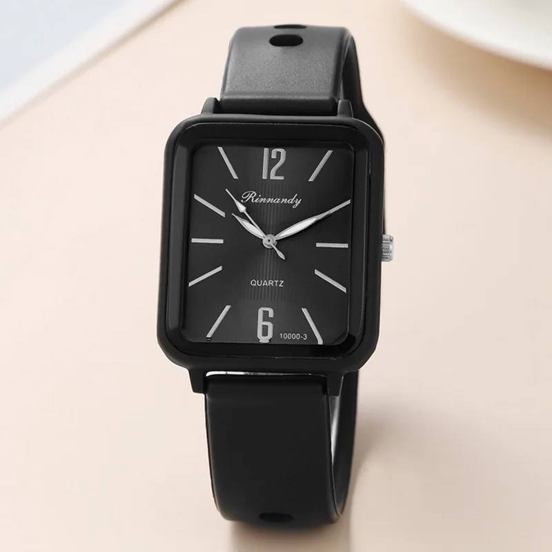 

New Fashion Silicone Women Watches Qualities Rectangle Quartz Wristwatches With Bracelet Simple Black White Female Clock Gift