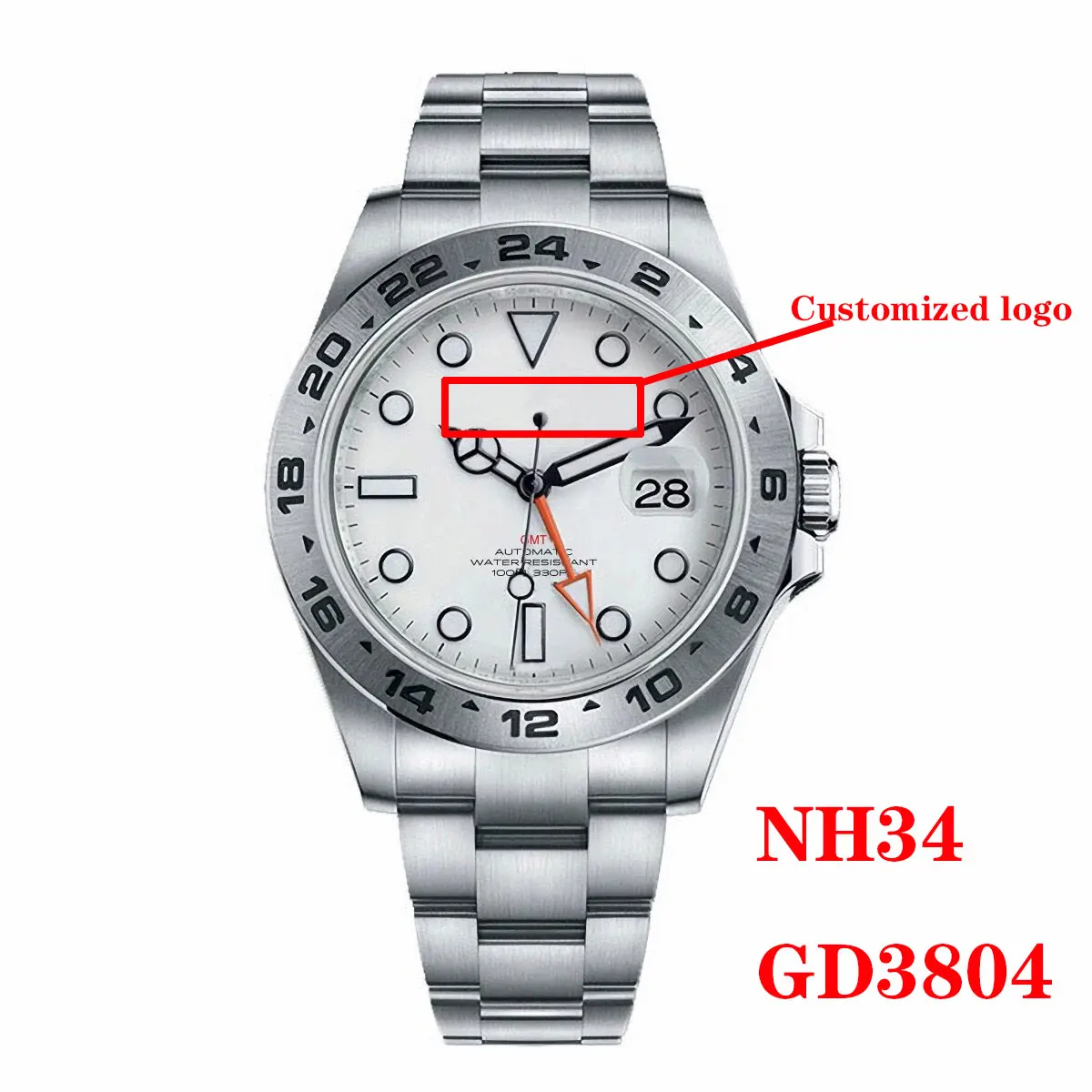 

39MM GMT Luxury Watch Dress Man 10ATM Waterproof GD3804 NH34 Automatic Mechanical Wristwatches Sapphire Sterile Dial Corgeut