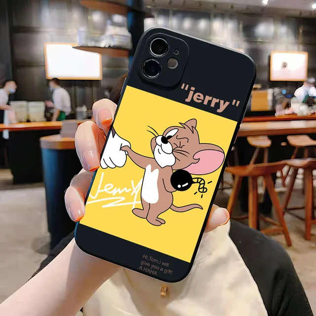 Cartoon Cute Cat Mouse Cases For iPhone 13 12 Pro Max Mini 11 Pro Max X XR XS MAX SE 2020 8 7 6 6S Plus 5 Silicone Phone Cover Black G52