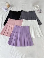 2024 New Black Skirt Female Summer High Waist gothic Anti-Glare A-Line Pleated Skirt Short Skirt Purple Ins Tide Ulzzang Skirt 1