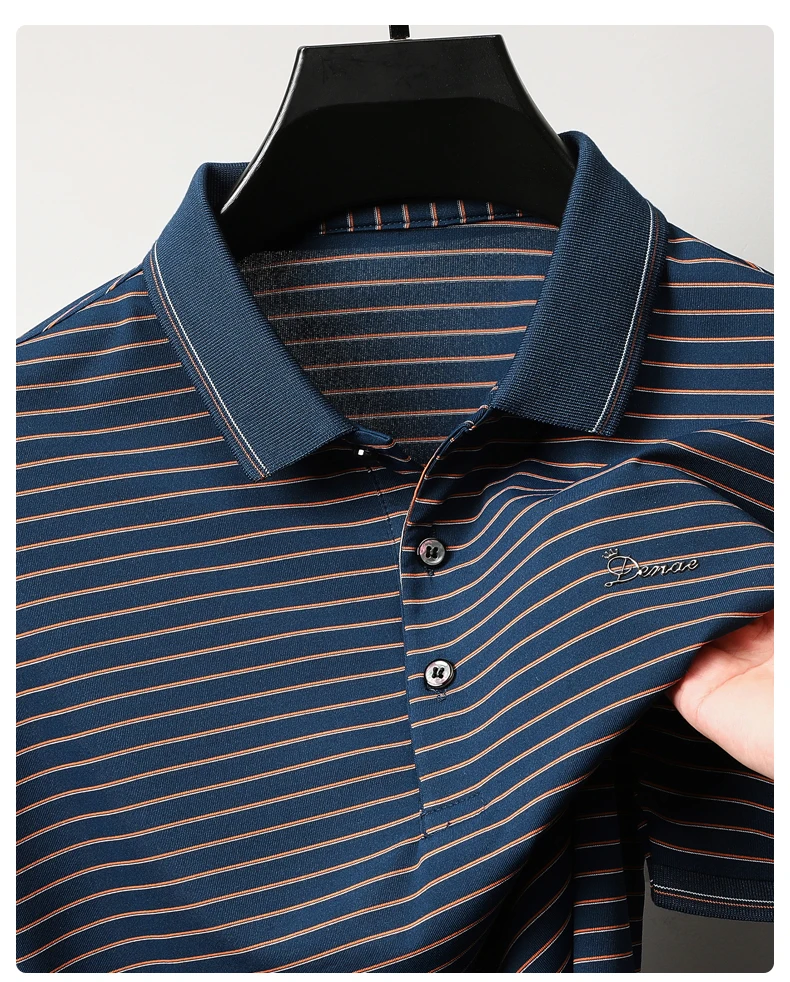 High quality luxury brand short sleeve polo shirt exquisite emboss comfort casual summer lapel T-shirt fashion stripe men's wear 13 S0f980d44b4a74656b70c9f9bd44b8a3dz