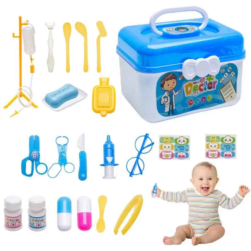 

Durable Doctor Kit For Kid 23pcs Play House Toy Doctor Set Stethoscope Children Play House Storage Box Doctor Role Play Costume