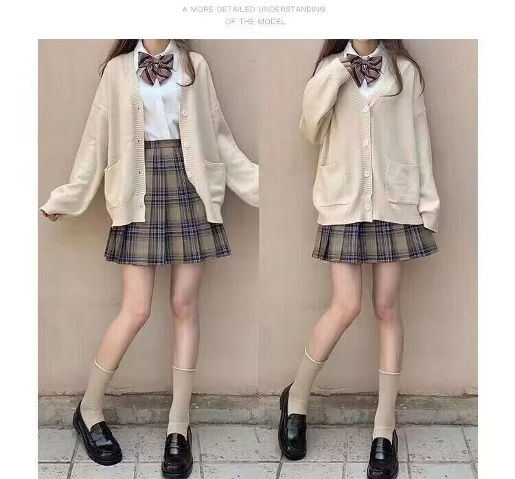 Original JK uniform set top, college style knitted sweater, cardigan wool jacket, high-quality soft and slim fit sweater