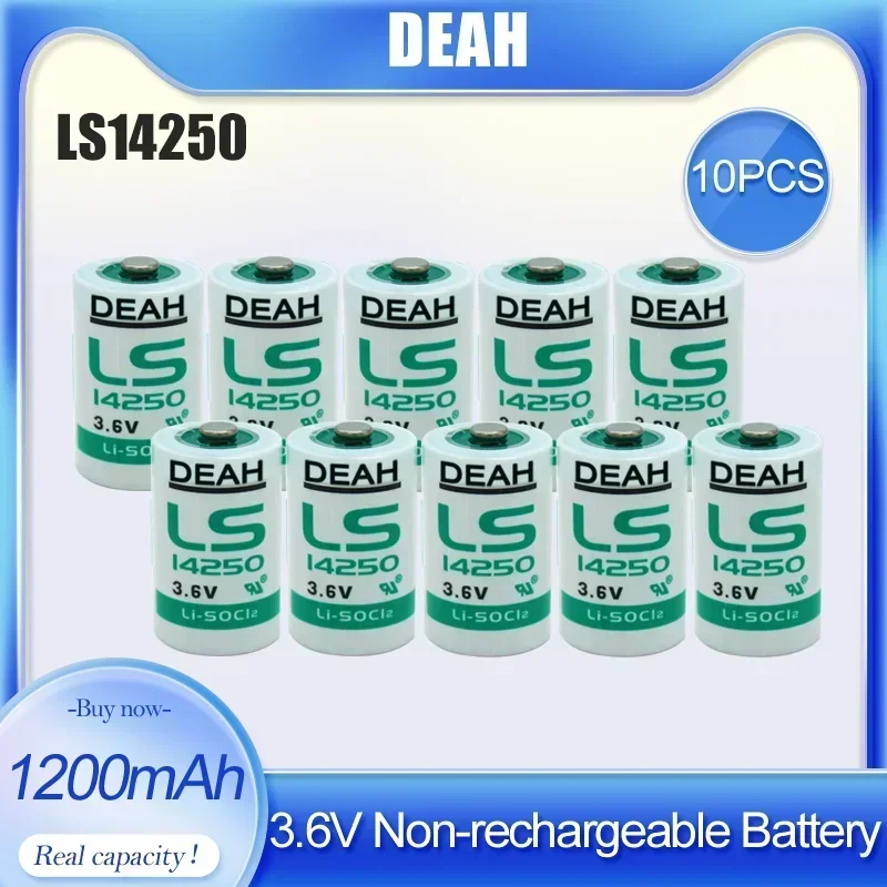 10pcs 3.6V 1200mAh 14250 LS14250 1/2AA TL-5902 Li-SOCl2 Non-rechargeable Battery For PLC Equipment System CNC Machine