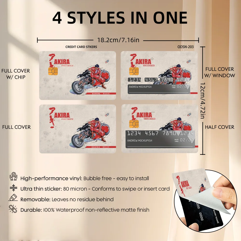 Akira Anime Credit Card Protective Stickers - Scratch and Abrasion Resistant