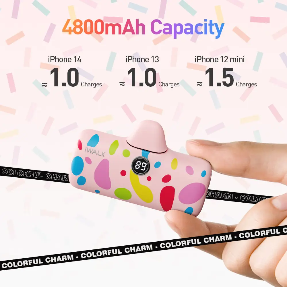 IWALK 4800mAh 20W Fast Charging Capsule Power Bank Phone Backup Fast Charging Mini Portable Pocket Suitable for iPhone Lightning 4