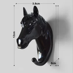 Vintage Deer Head Wall Hanging Hook - Animal - Inspired Decorative Hanger for Clothes, Hats, Scarves, and Keys (Black horse)