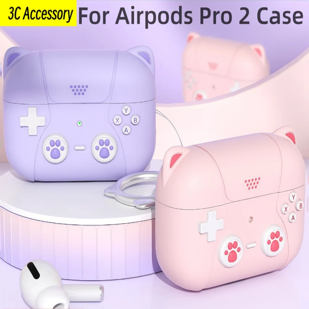 Nuovo Per Airpods Pro 2 Usb C Ricarica 2023 Custodia Cute Cat Ear Game Machine Design Custodia Protettiva In Silicone Liquido Per Airpods Pro2