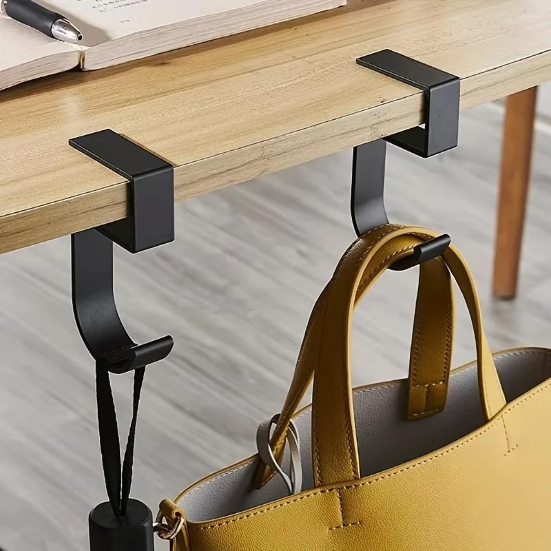 Sleek Black & White Anti-Slip Desk Hook Organizer