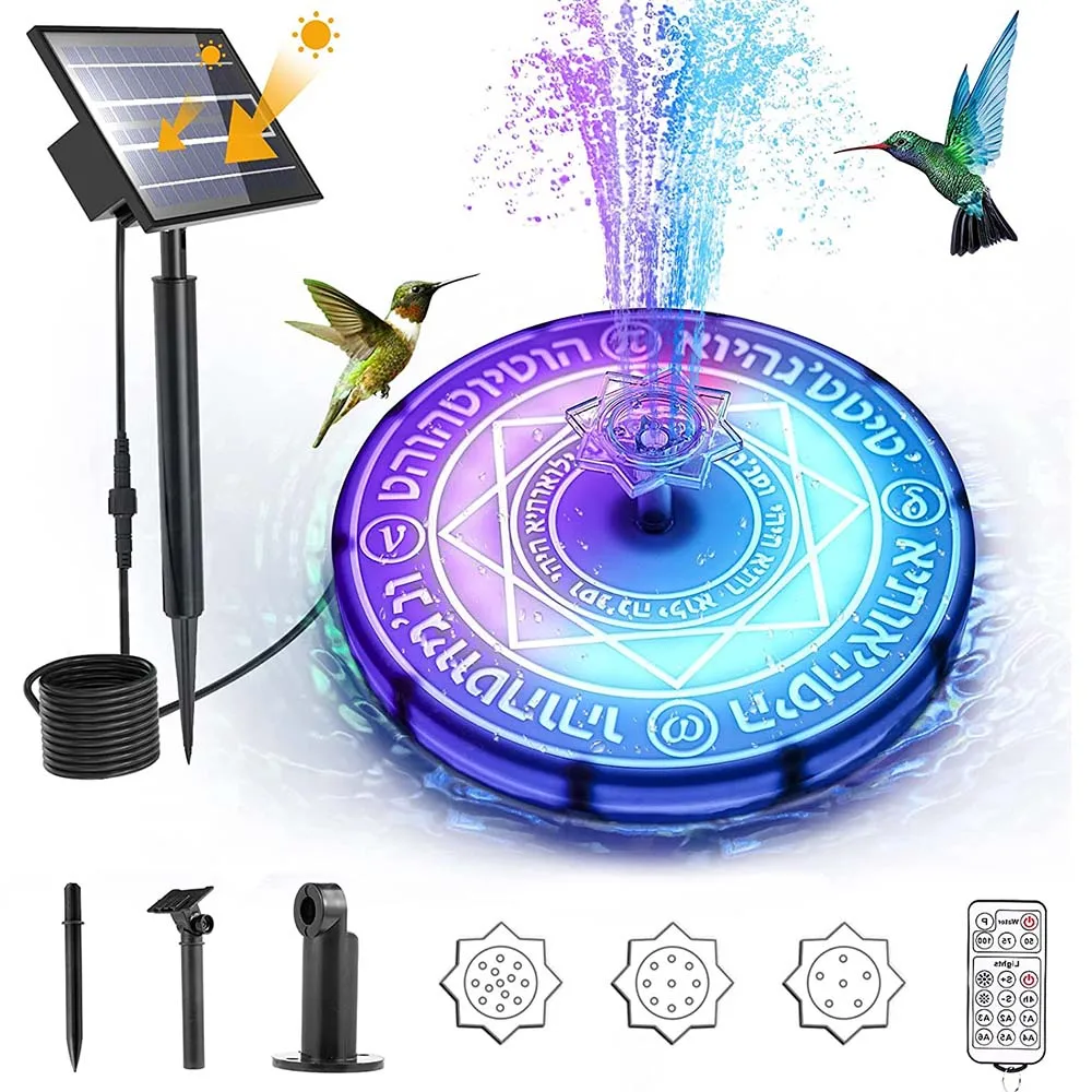 

Led Solar Light Colorful Rgb Remote Control Water Fountain Lamp Pond Floating Lamp 7 Nozzles for Garden Landscape Decorative