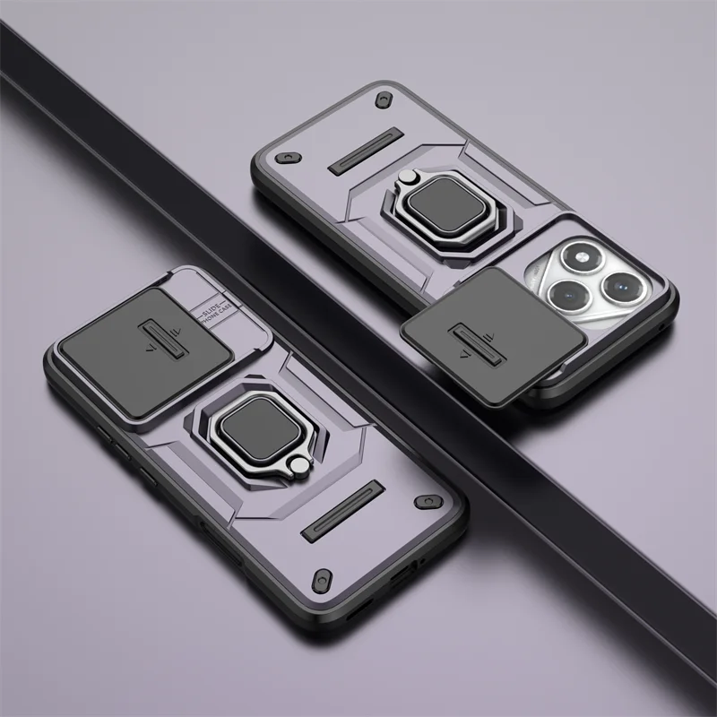 Enhanced Phone Case with Slide Window Cover and Stand Holder - Shockproof and Stylish Protection