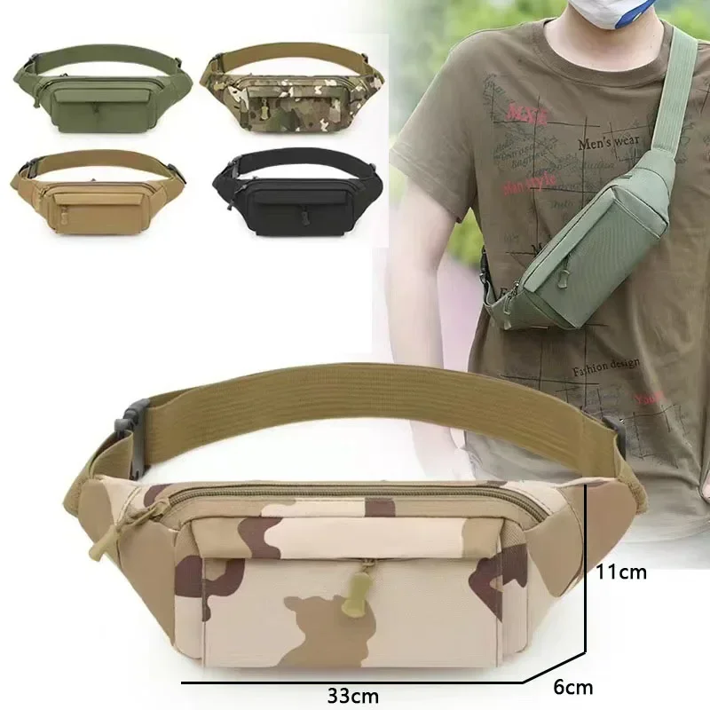 

Men's Waist Bag Tactical Pouch Men Shoulder Belt Bags Hip Sack Oxford Cloth Belly Waterproof Banana Male Fanny Pack for Phone