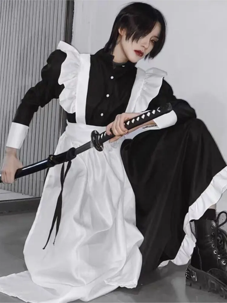 Maid Outfit Men Wear Cosplay Japanese Lolita Dress Anime Maid Outfit Loli Black Dress Kawaii Gothic