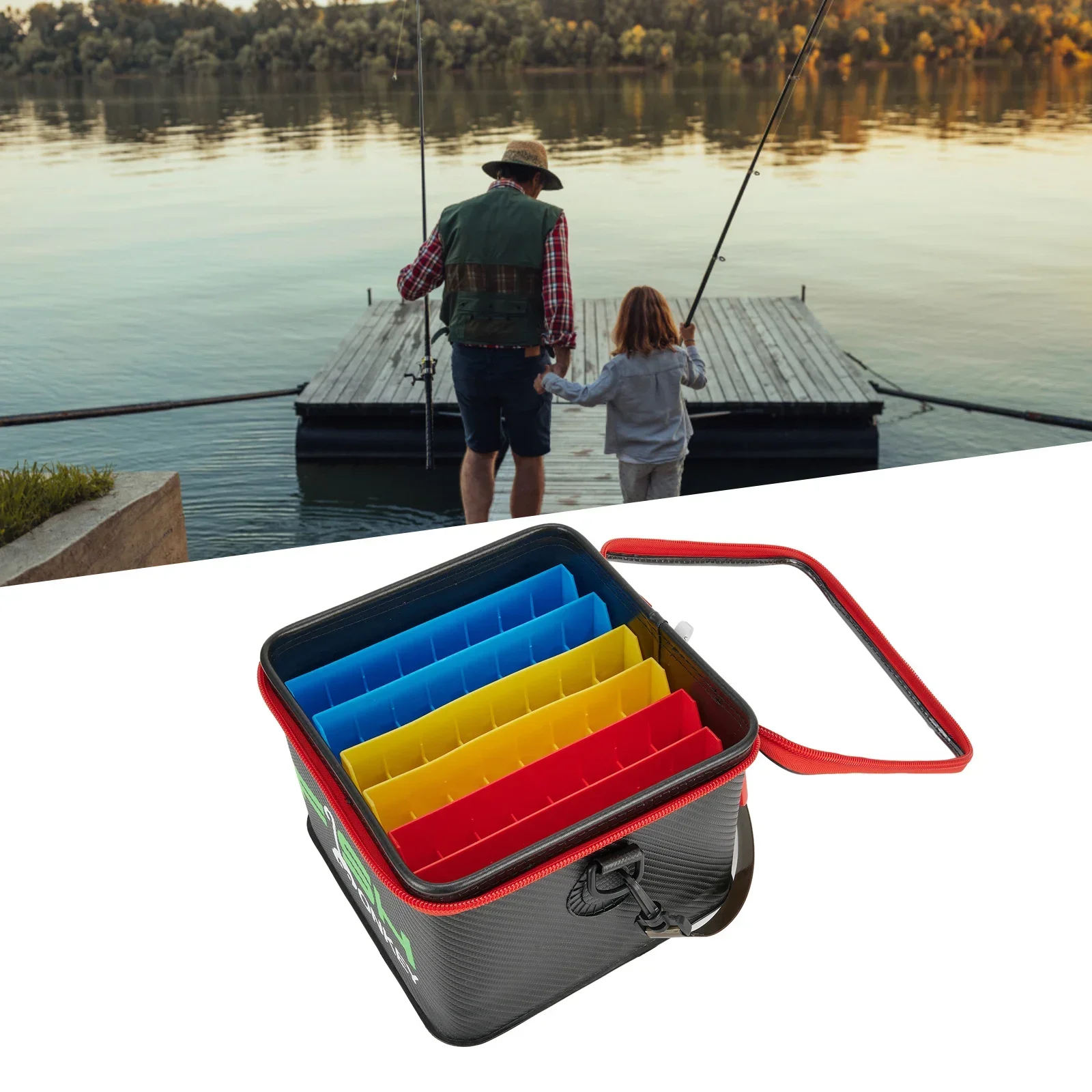 Outdoor Fishing Lure Tackle Storage Bucket Portable EVA 48 Slot Squid Jig Storage Case Bag-fishing lure storage