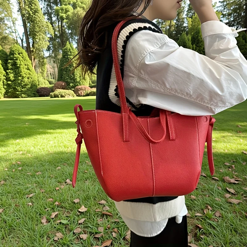 Stylish Casual Tote Bag, Large Capacity PU Leather Handbag Women Wing Bag, Fashionable Woman Bags, Commuting Armpit Shoulder Bag