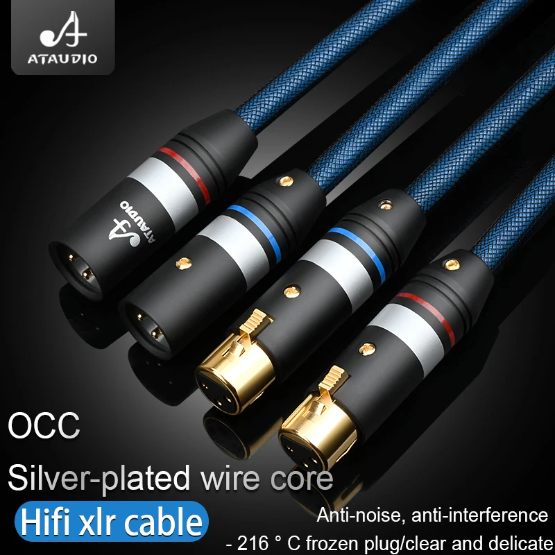 Кабель HIFI xlr occ с посеребренным покрытием 2xlr, балансировочный кабель xlr, конденсаторный микрофон «штырь-гнездо», микрофонный кабель