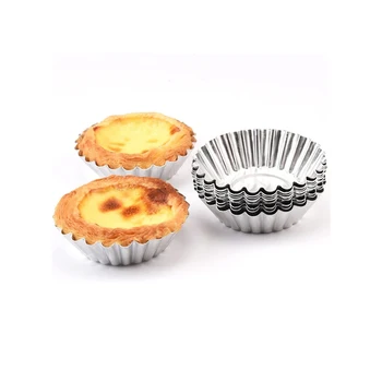10 Pcs Egg Tart Mold  Reusable Aluminum Cupcake Egg Tart Mold Nonstick Pudding Jelly Mould Baking Pastry Tool Baking Accessories