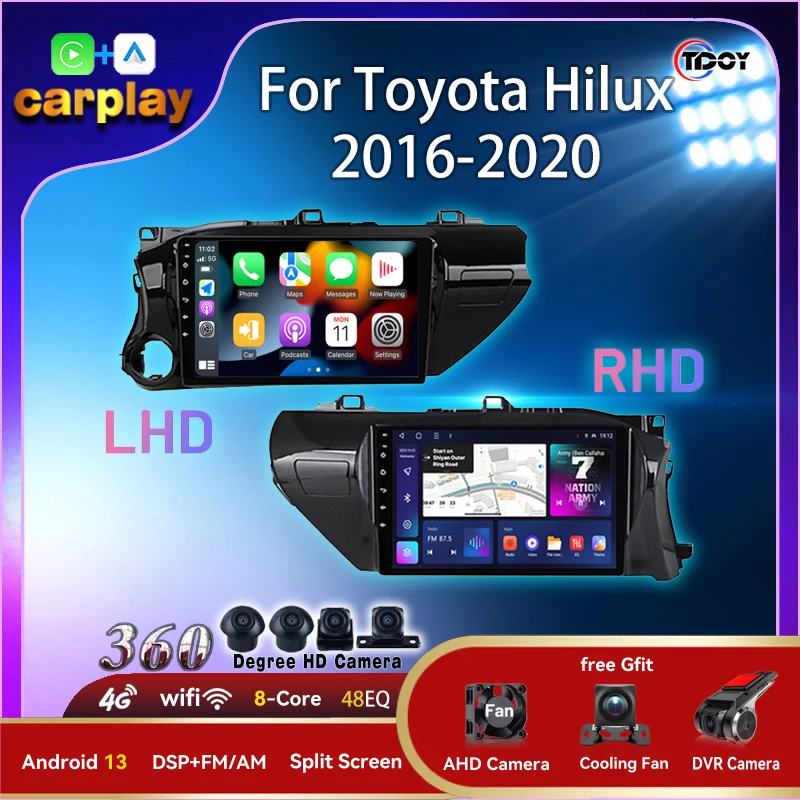 

Car Radio For Toyota Hilux 2016-2020 Carplay Android Multimedia Head Unit Automotive Car Video Player Android Auto wifi car dvd