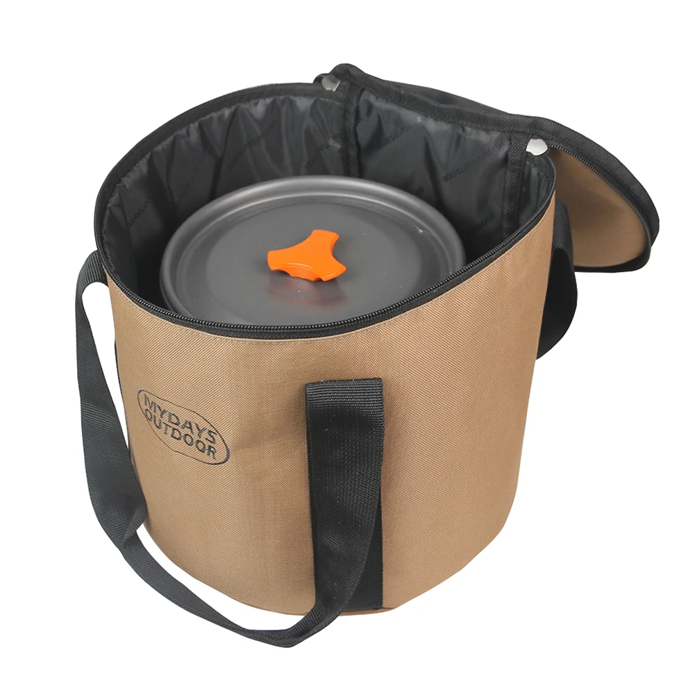 Oxford Cloth Pot Tableware Bag Portable Waterproof Round Camping Pot Bag Large Capacity Wear-resistant Picnic Tools Accessories