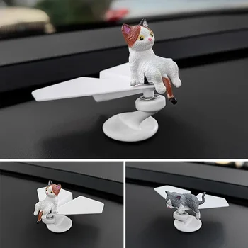 Divertenti ornamenti per la decorazione di interni dell'auto Simpatico gatto 360 °   Gadget rotanti per la decorazione del cruscotto automatico dell'aereo per accessori per auto