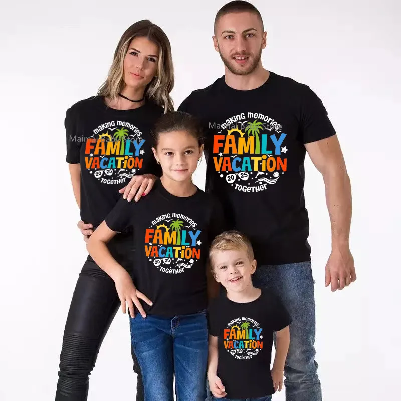 New Family Vacation 2025 Shirts Making Memories Together Family Matching Outfits Summer Dad Mom Kids Baby Beach Trip Tshirts 2
