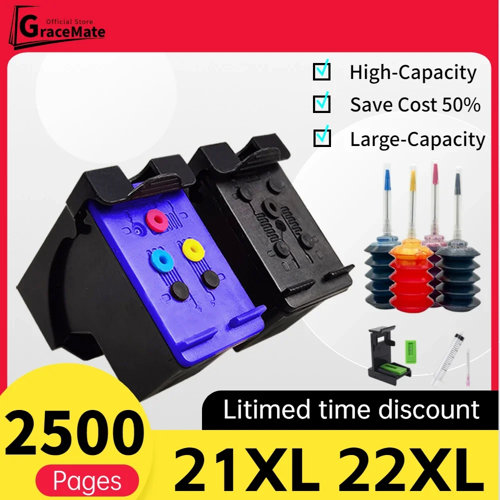 Cartuccia D'Inchiostro 21Xl 22Xl Compatibile Per Stampante Hp 21 22 Xl Hp21 Hp22 Deskjet F2180 F2280 F4180 F2200 F380 380 Psc 1401 1402 1403