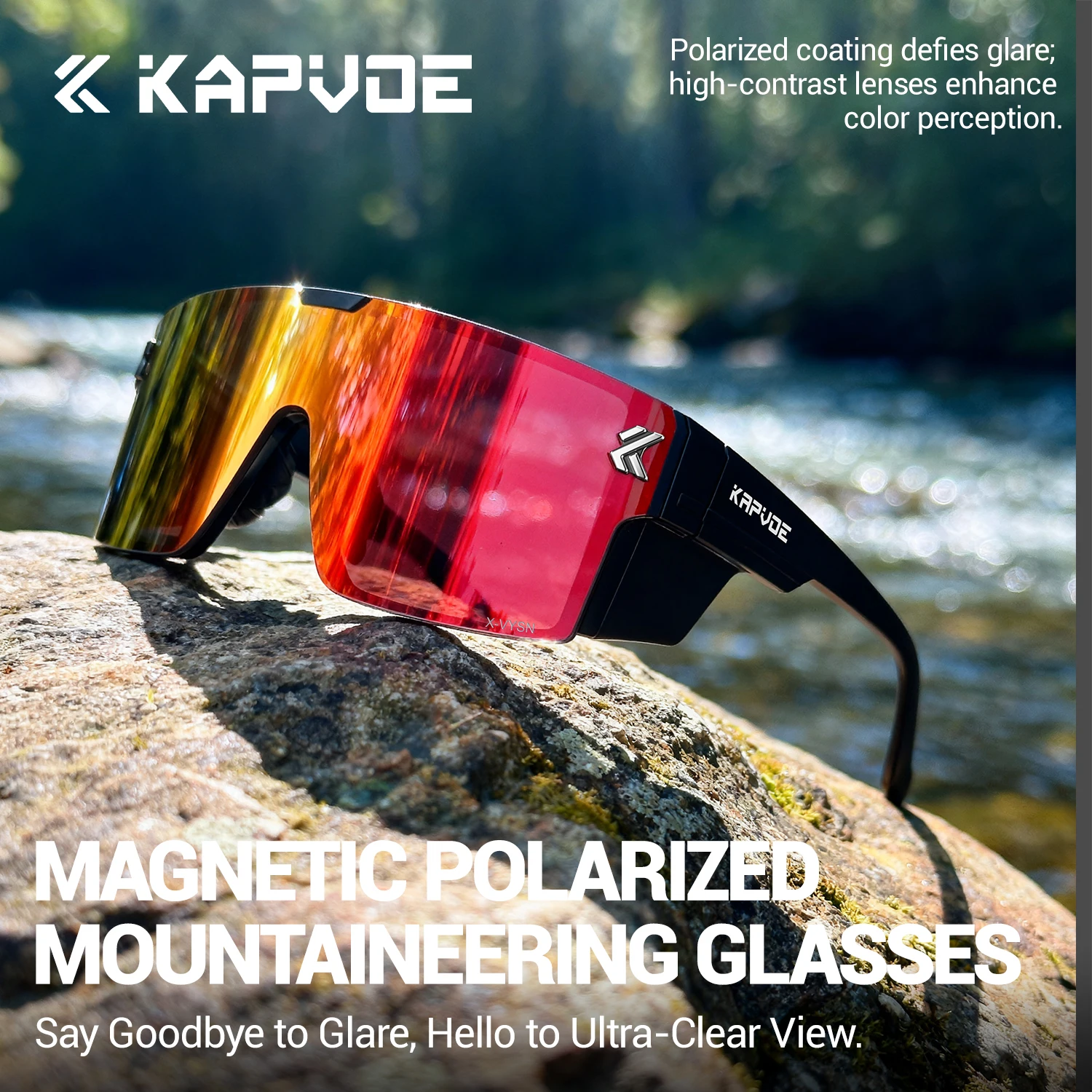 Kapvoe Cycling Glasses Polarized Hiking Eyewear MTB Bike Glasses UV400 Lenses Men Women Sunglasses for Men Protective Glasses