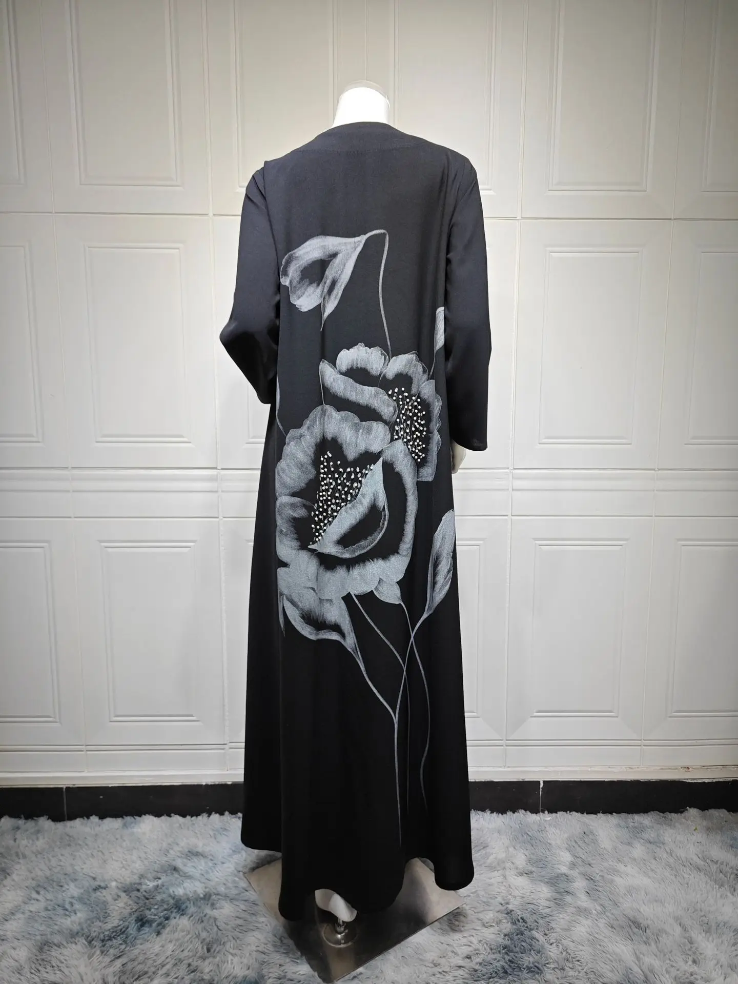 Zahraa 2026 Elegant Floral Print Open Abaya Dubai Kimono Dress Luxury Saudi Arabia Muslim Women Islamic Turkey Robe 4