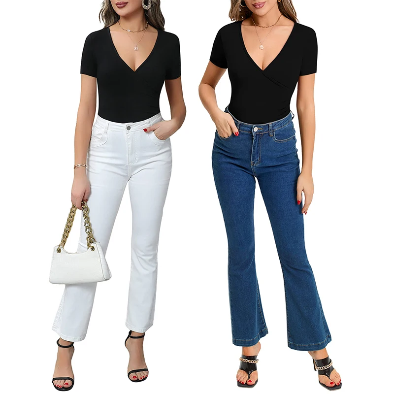 Bodysuit Women Sexy Slim Long Sleeve Bodycon Jumpsuit V Neck Rompers Overalls Body Shapers