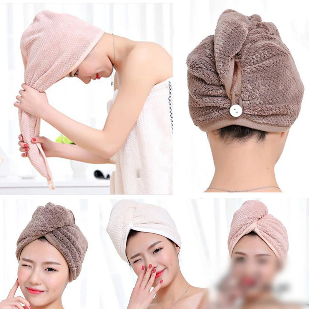 Quick Dry Towel New Quick Dry Head Shower Cap Towel Hair Wrap Soft Microfibre Bath Turban Magic Shower Cap Lady Turban Head Wrap 1