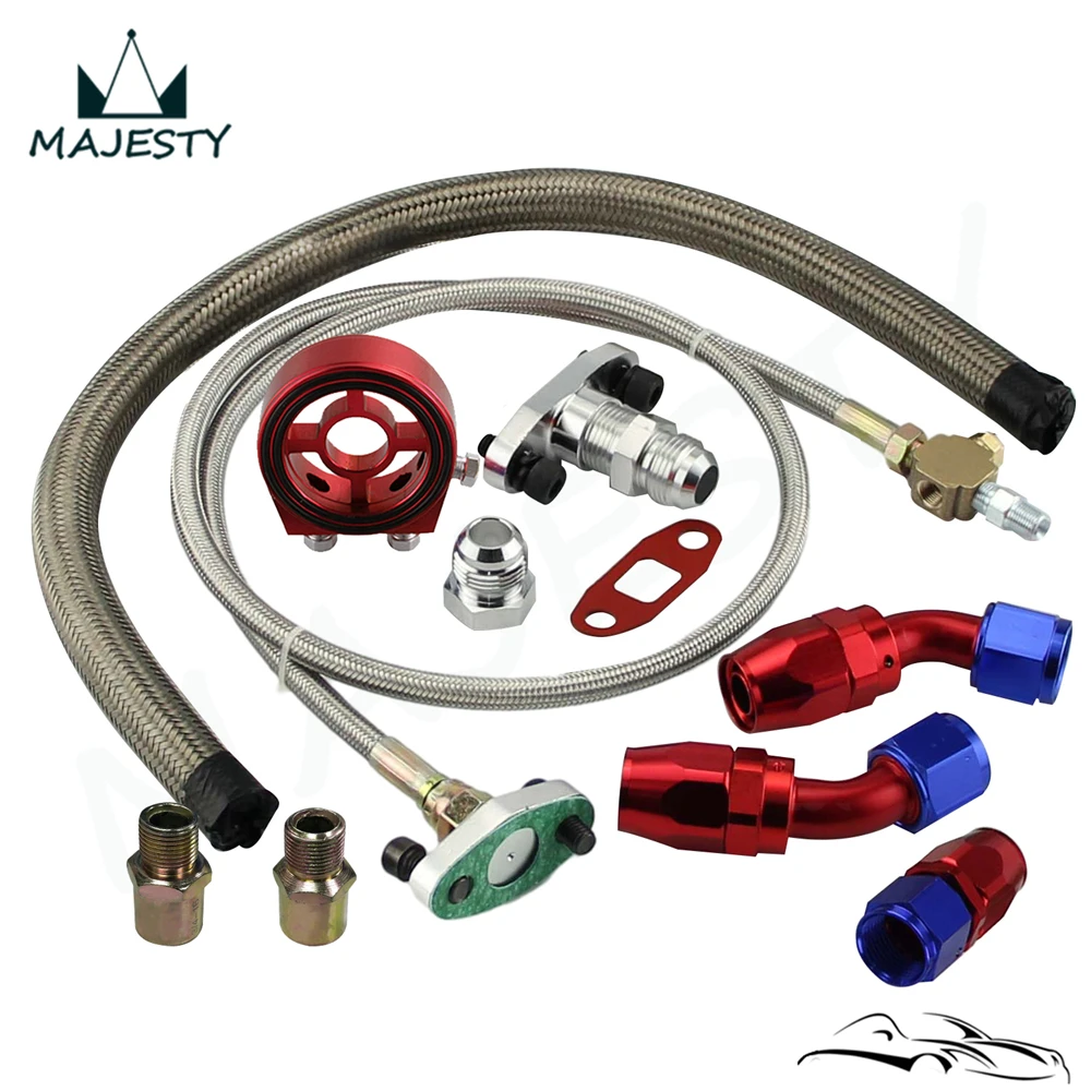 Für SR20DET KA24DE Universal Ölfilter Kühler Sandwich Adapter Platte + Turbo Öl Rückkehr Ablauf