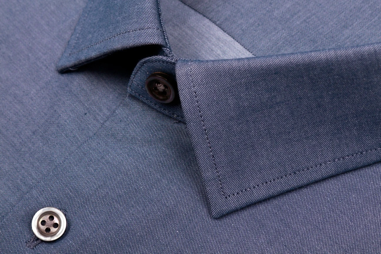 Luxury 100% Cotton Casual Denim Blue Shirt Fashion Stylish Custom Made Shirts Tailored Dress Shirts For Men Clothing Slim Shirt