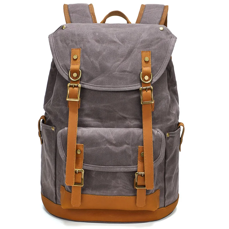 

KOOGER Vintage Canvas Backpacks Waterproof Men Women Bags Travel Students Casual For Hiking Travel Camping Backpack Mochila