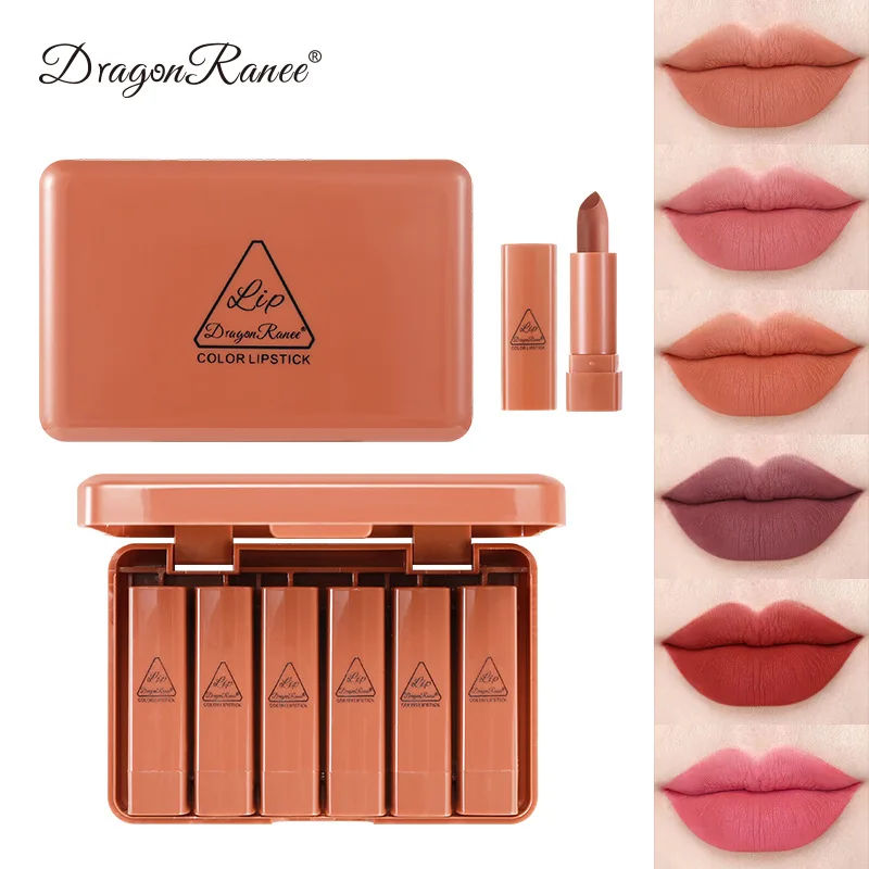 

6 Colors/Set Matte Lipstick Mini Size Makeup Lip Stick Kit Lip Tinted Balm Waterproof Nude Velvet Lipstick Makeup Color Lipbalm