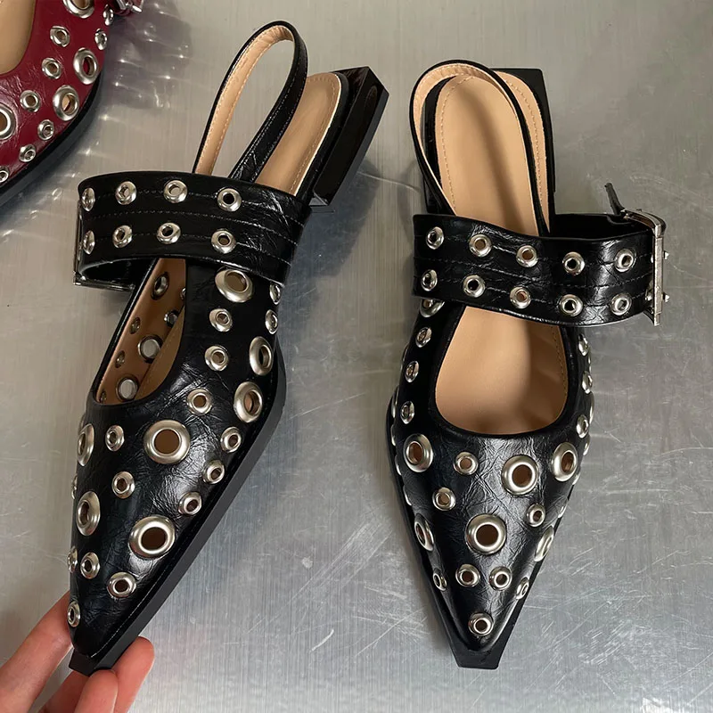 Women Slingback Sandals Women Flat Shoes Big Size Fashion Shallow Slingbacks Ladies Flats Sandals Shoes Female Pointed Toe Footwear Women Flats With Sandals Shoes