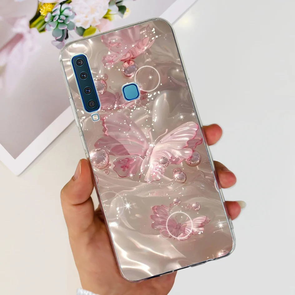 Floral Clear Soft TPU Silicone Phone Case - Elegant Protective Cover for Samsung Galaxy A9 2018
