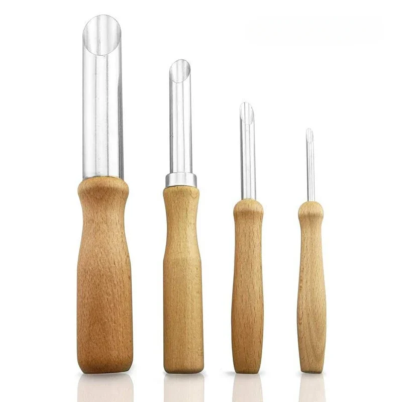 

4 Semi-circular Punch Set Pottery Tools Clay Sculpture Soft Pottery Sculpture Knife Student Wooden DIY Hand Carving Knife