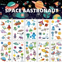  Astronaut Solar Space Theme Birthday Party Supplies Favor Tableware Deco Candy Cake Box Balloon Tattoo Decoration 