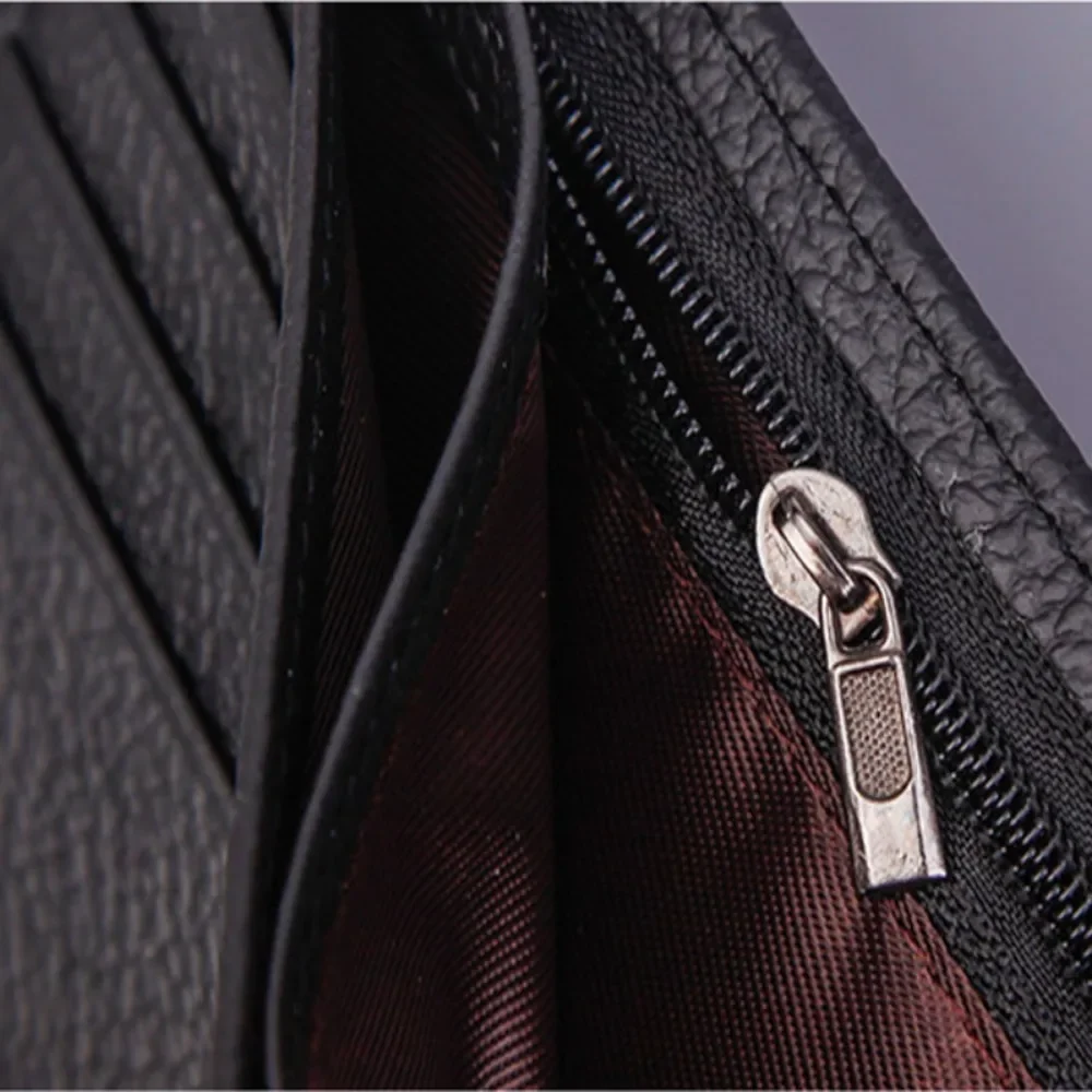 Genuine Leather Men's Wallet Short Money Clip Soft Leather Purse for Man Buckle Multi Card Position Zippe Wallet Men