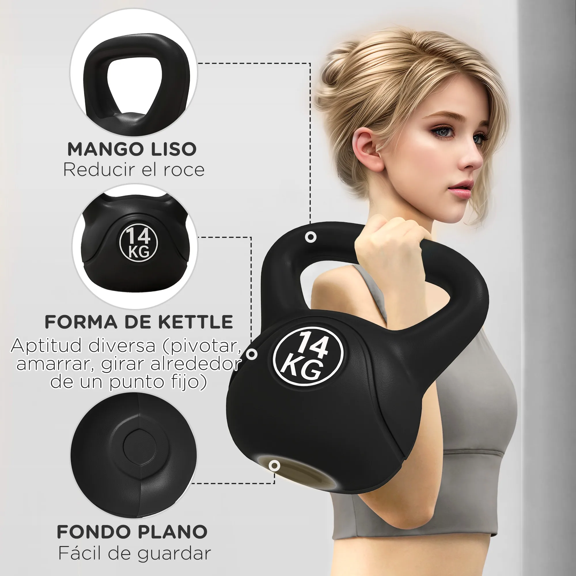 SPORTNOW Kettlebell 12kg In PU E Sabbia Con Base Piatta E Impugnatura Per Stacchi Squat E Sollevamenti 24x17x28 Cm Blu~1cme8f3mbko00