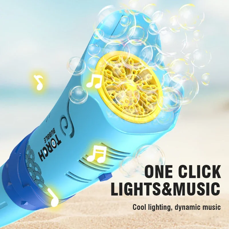Torch Soap Bubbles Machine Handheld Eletric Light Bubble Gun Children Outdoor Game Blowing Sports Toys for Kids Birthday Party