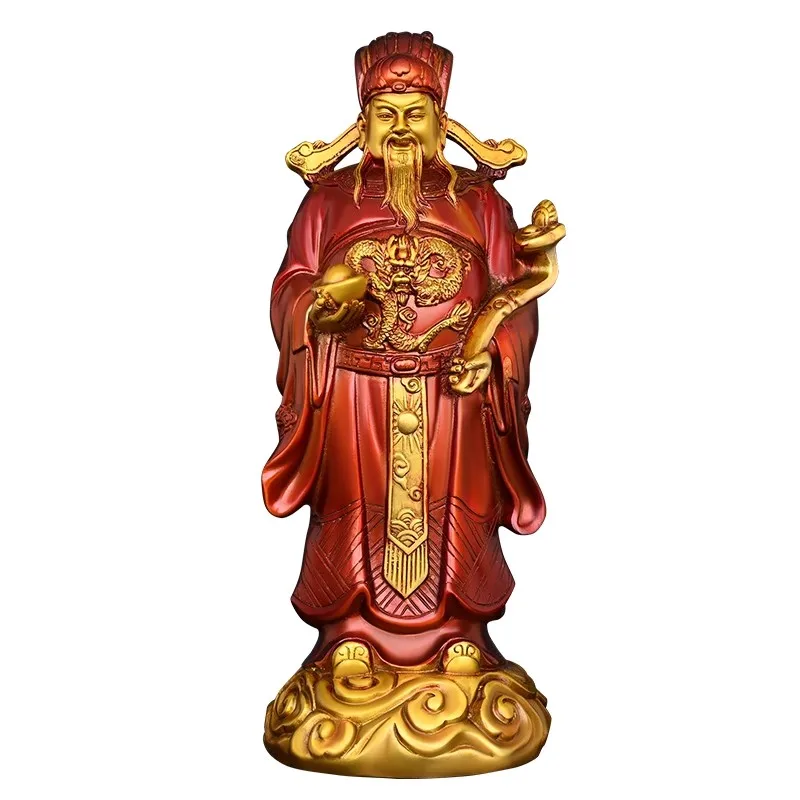 Solid Brass Wen Caishen Statue, God of Wealth Li Guizu Figurine, Chinese Money Deity for Home Decor
