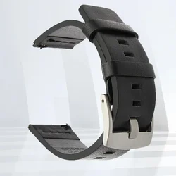 Premium Leather Watchband with Quick Release Strap - Available in Multiple Sizes - 18mm (Black silver)