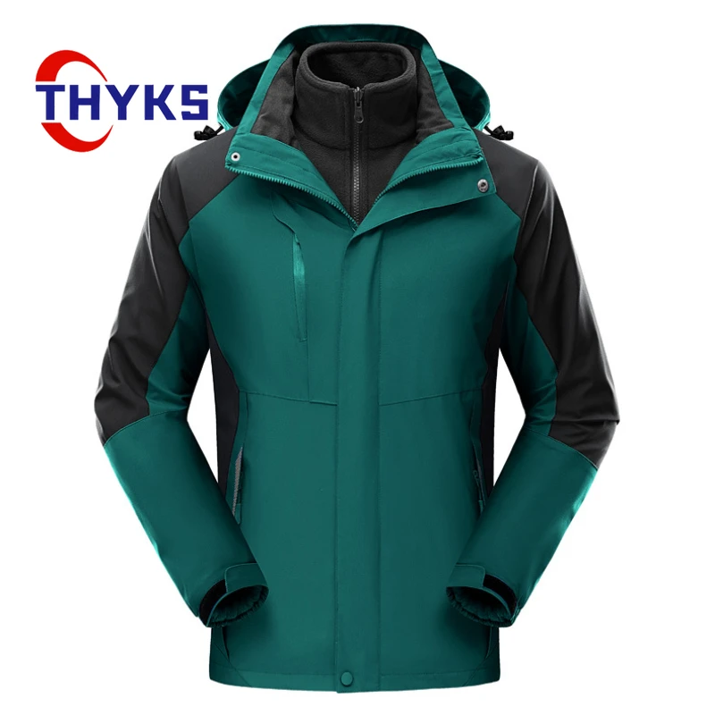 

Outdoor Assault Suit Men Detachable Inner Liner Windproof Waterproof Mountain Climbing Jacket Couple Three in One Two Piece Set