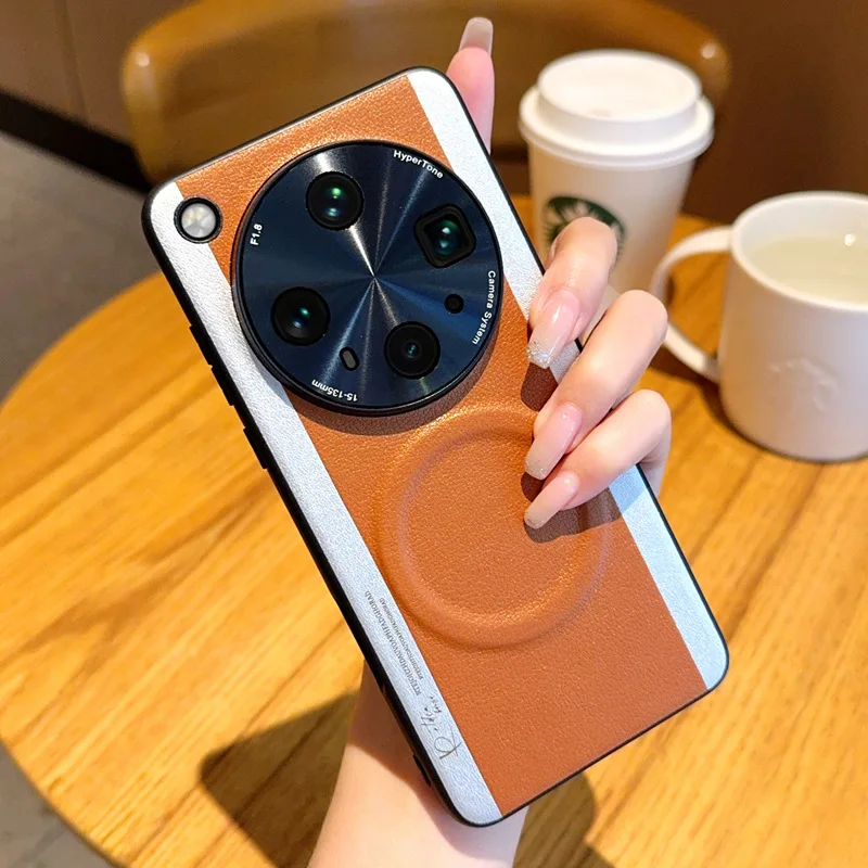 Luxury PU Magnetic Wireless Charging Protective Phone Case Back Cover Shell